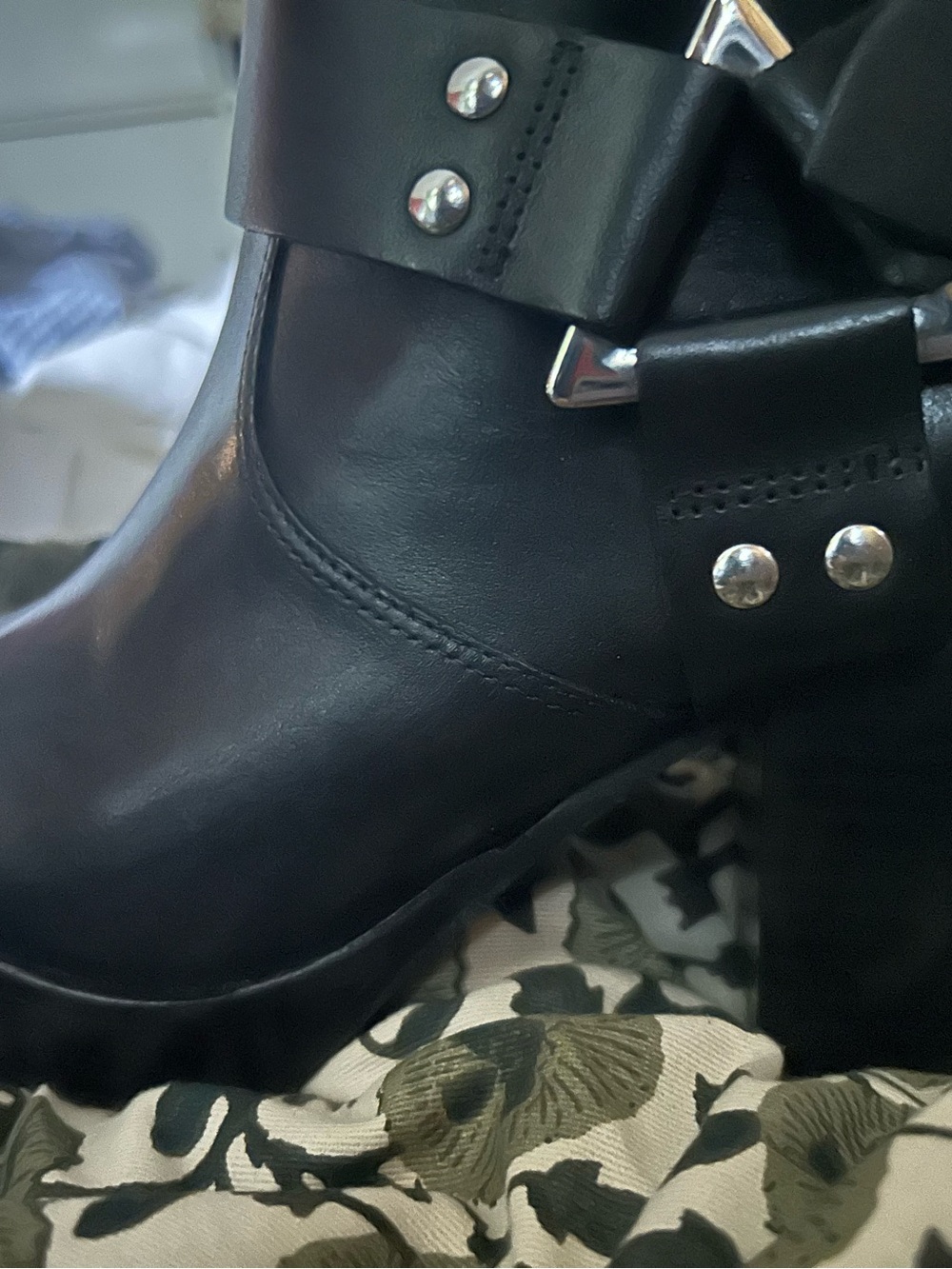 SCHUTZ Black Studded Platform Ankle Booties 7.5 USA